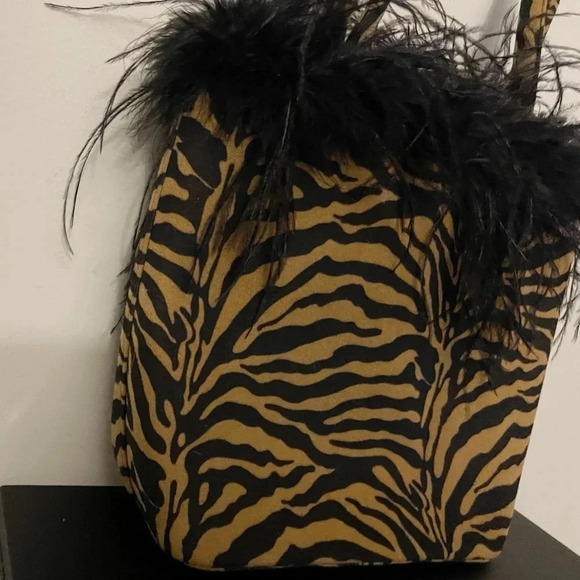 Animal print fur shoulder bag retro chic fall trend party - Picture 5 of 6